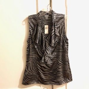 New Ann Taylor Zebra Print Silk Top Blouse Size 6